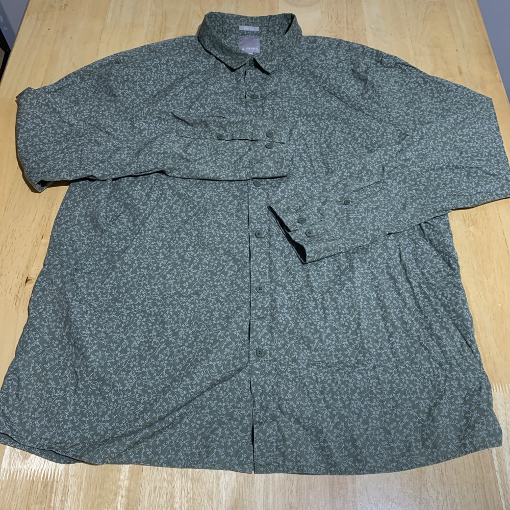 A-Frame Stretch Regular Men's Button Up Long Sleeve Shirt Size XXL Green